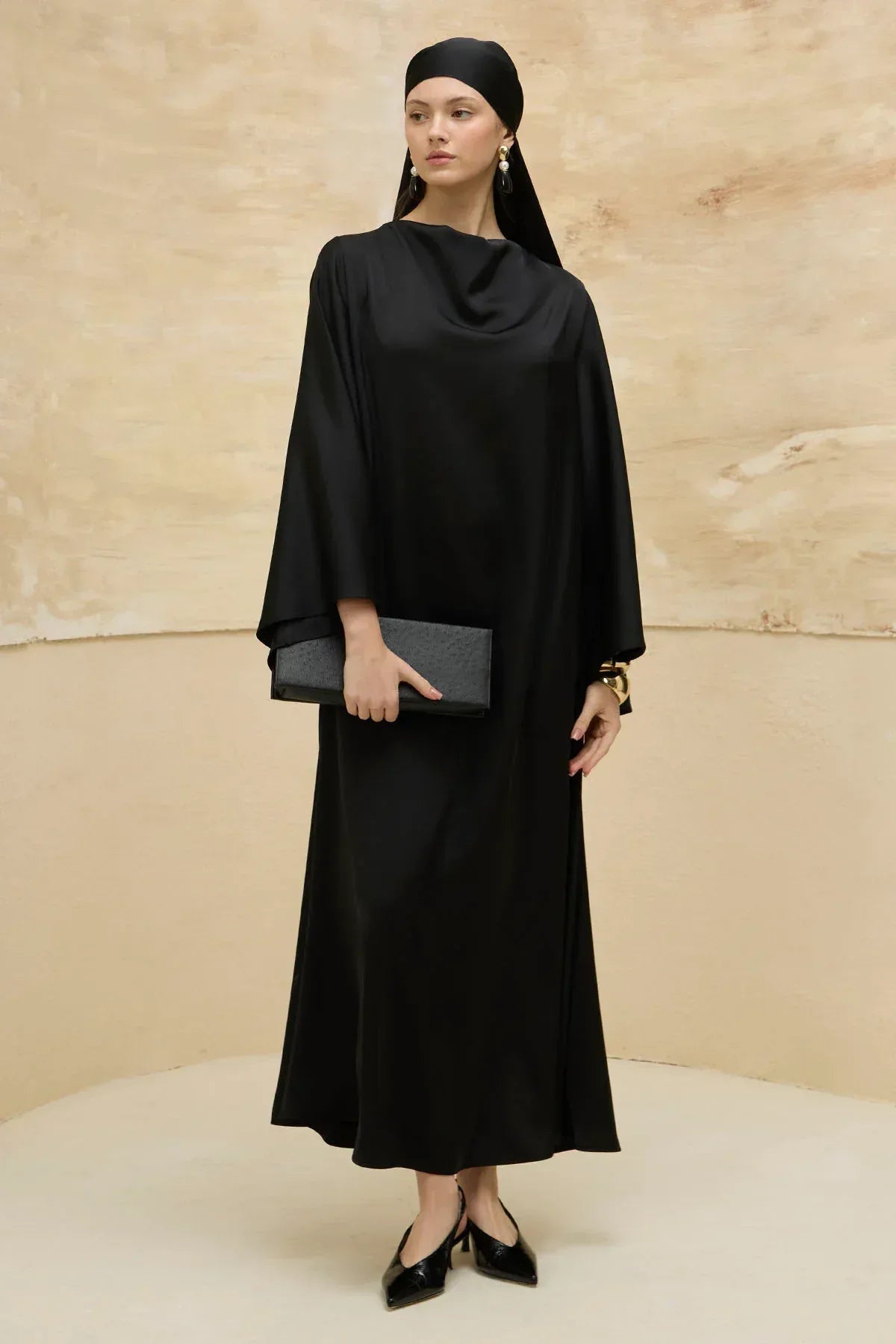 Reversible Satin Black Dress