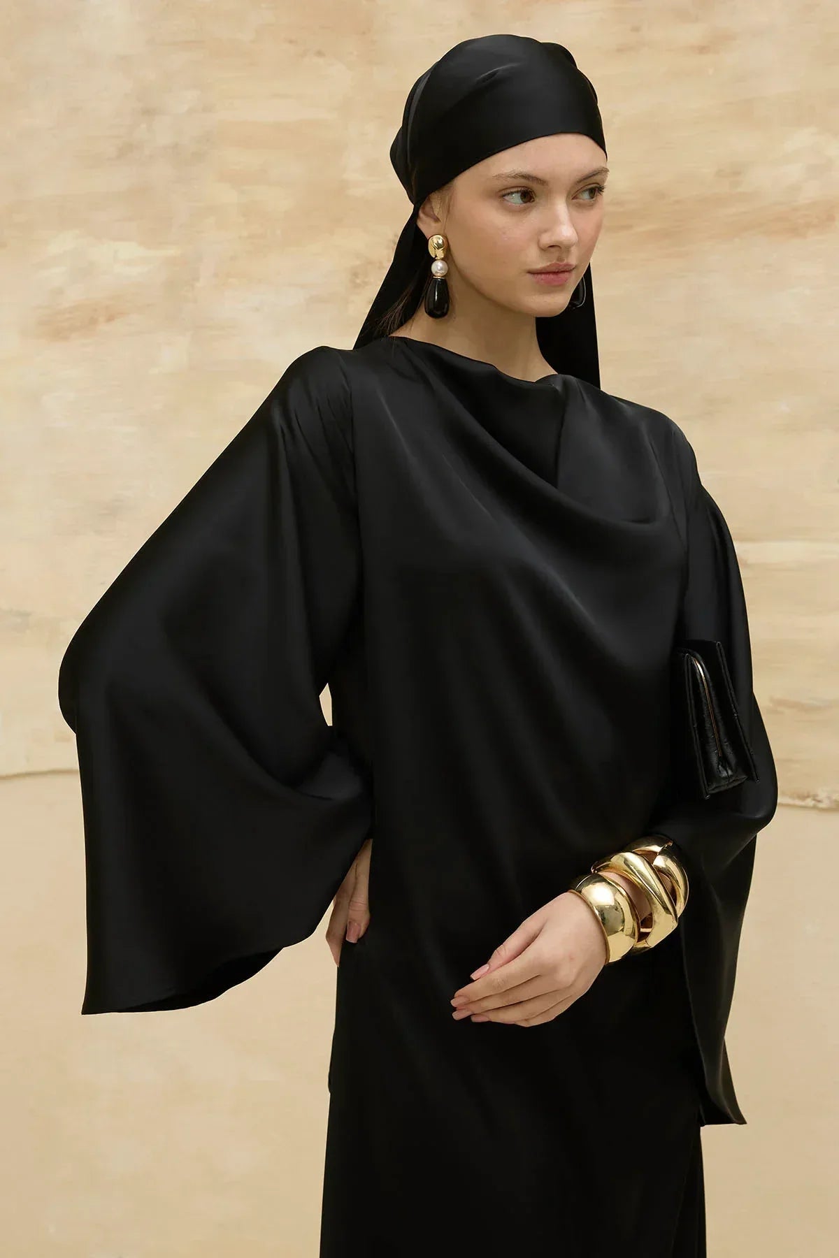 Reversible Satin Black Dress