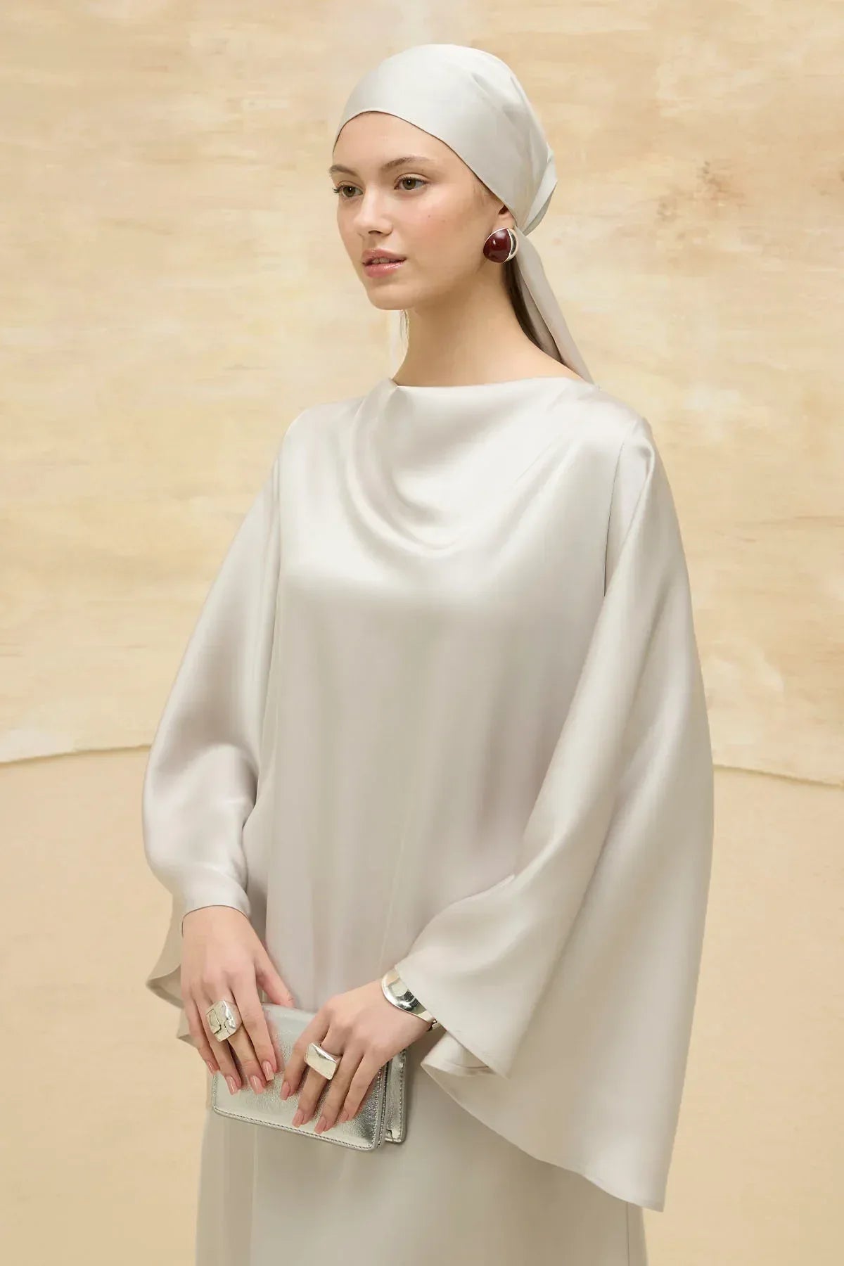 Reversible Satin Ecru Dress