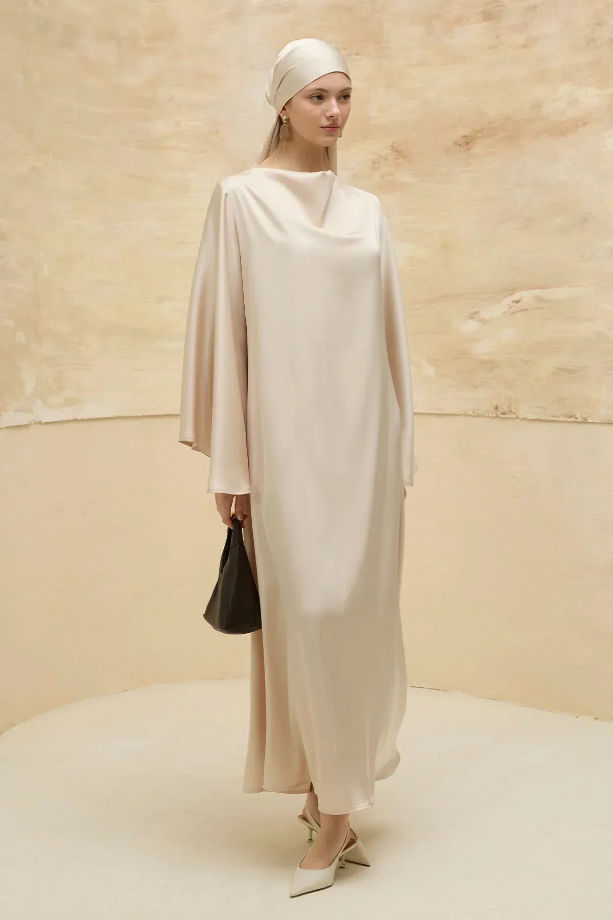 Reversible Satin Cream Dress