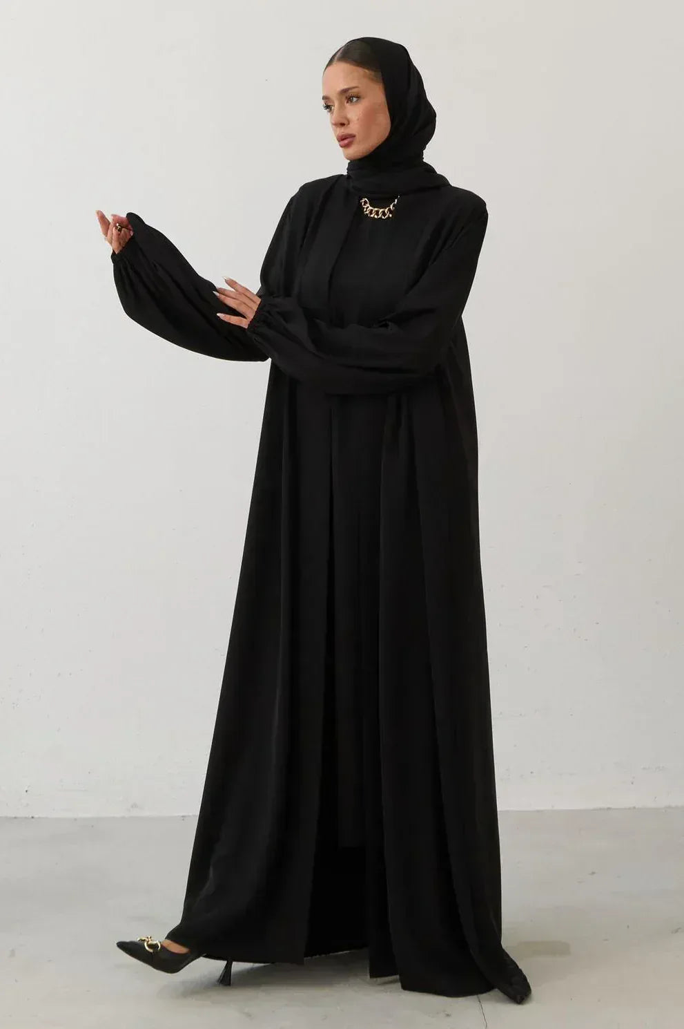 İkili Özel Dökümlü Abaya Takım - VIADEL Atelier