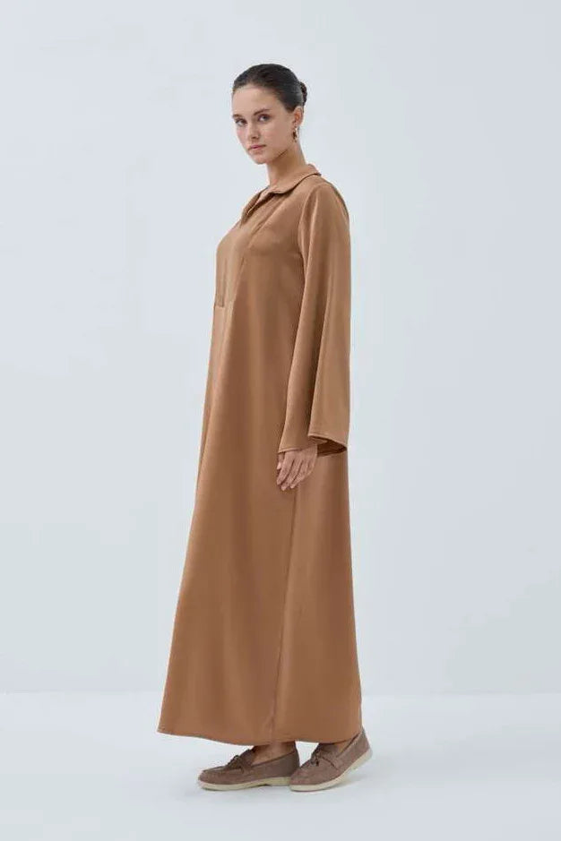 Haidah Yakalı Saten Elbise - VIADEL Atelier