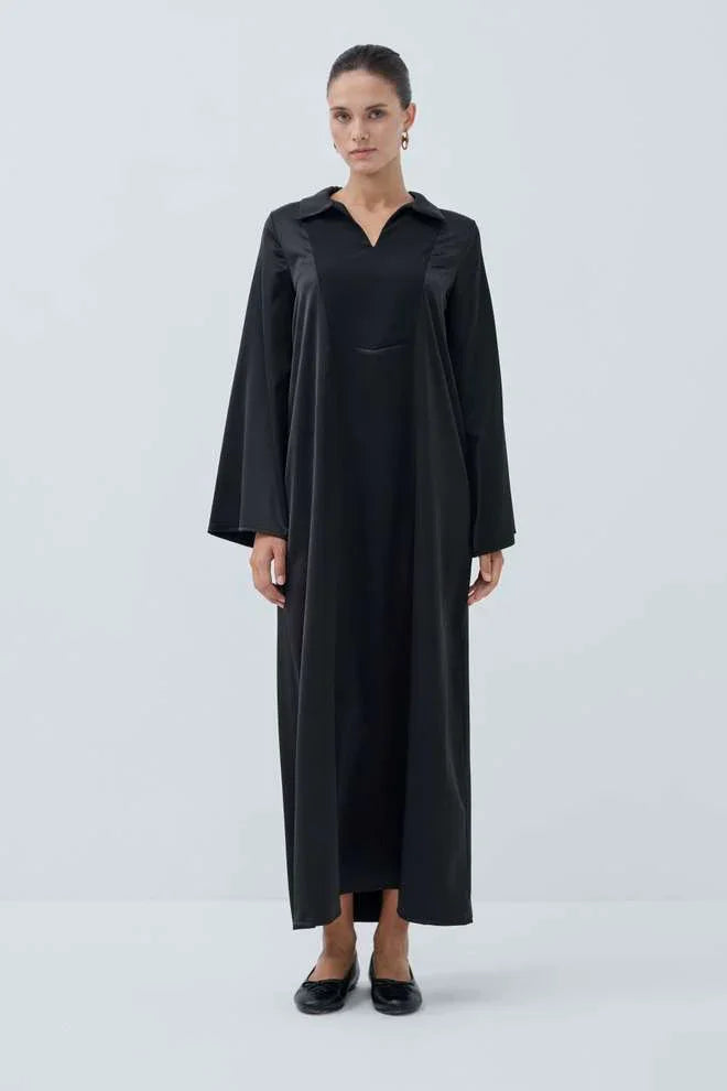 Haidah Yakalı Saten Elbise