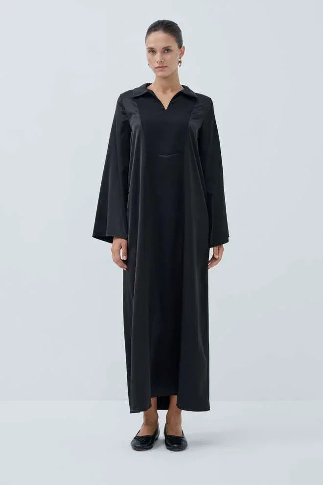 Haidah Yakalı Saten Elbise - VIADEL Atelier