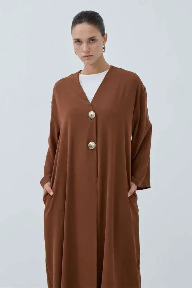 İki Düğmeli Abaya - VIADEL Atelier