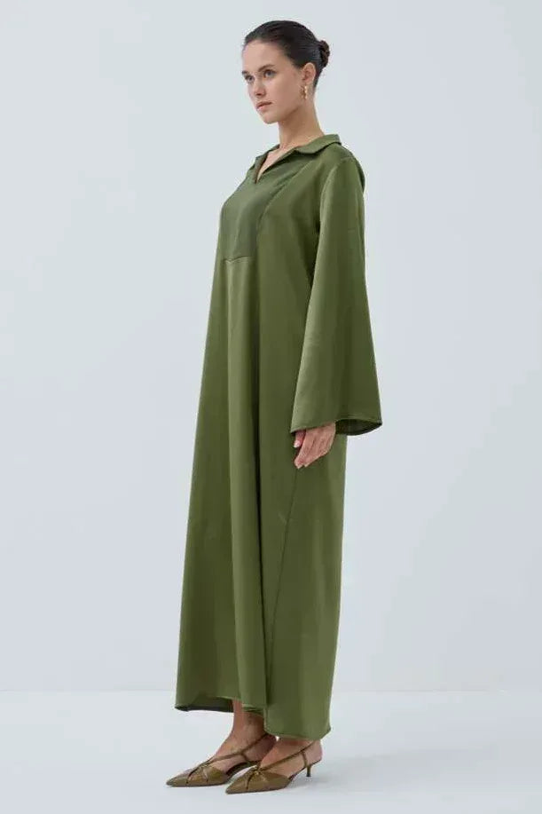 Haidah Yakalı Saten Elbise - VIADEL Atelier