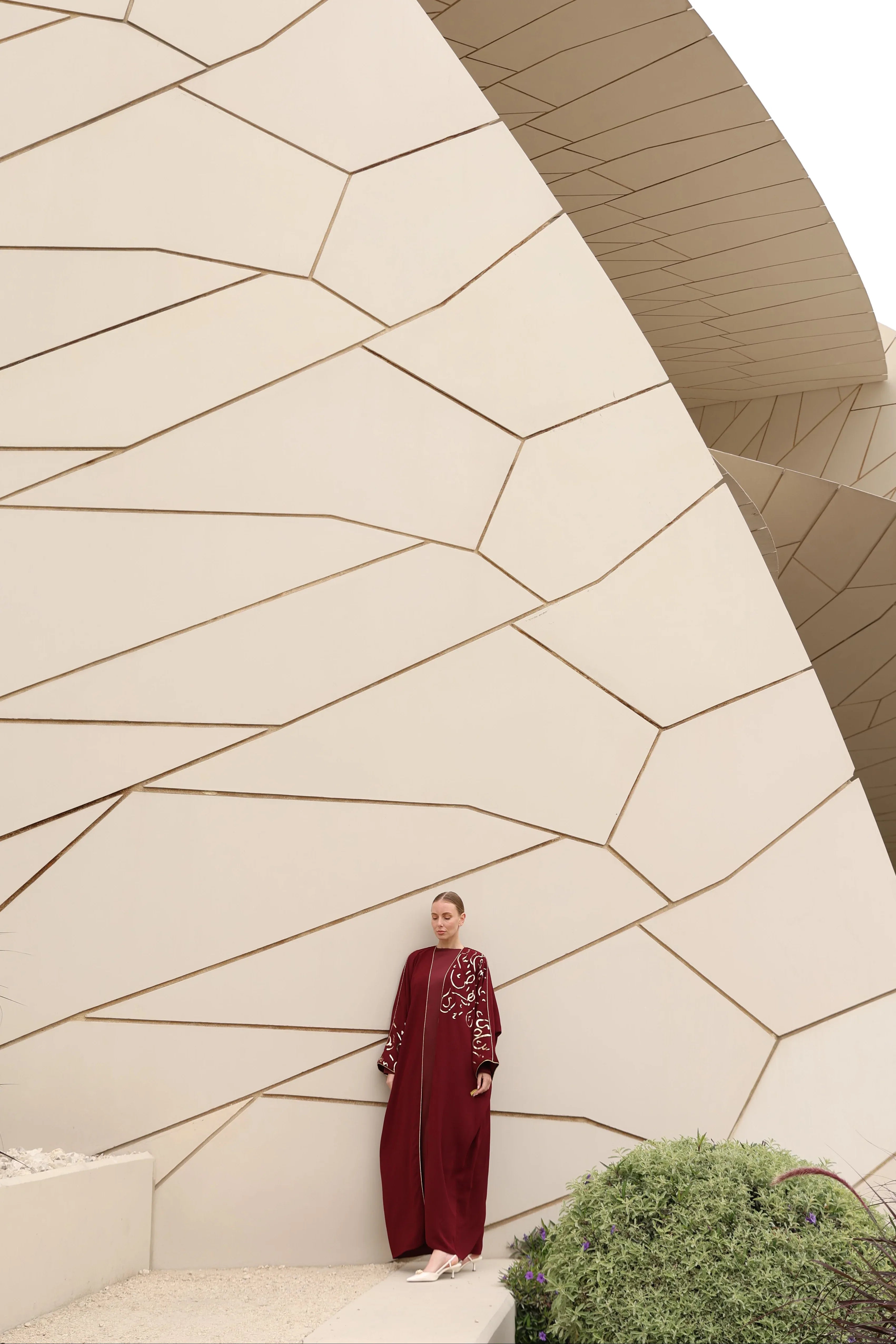 Gold Hat Desenli Abaya - VIADEL Atelier