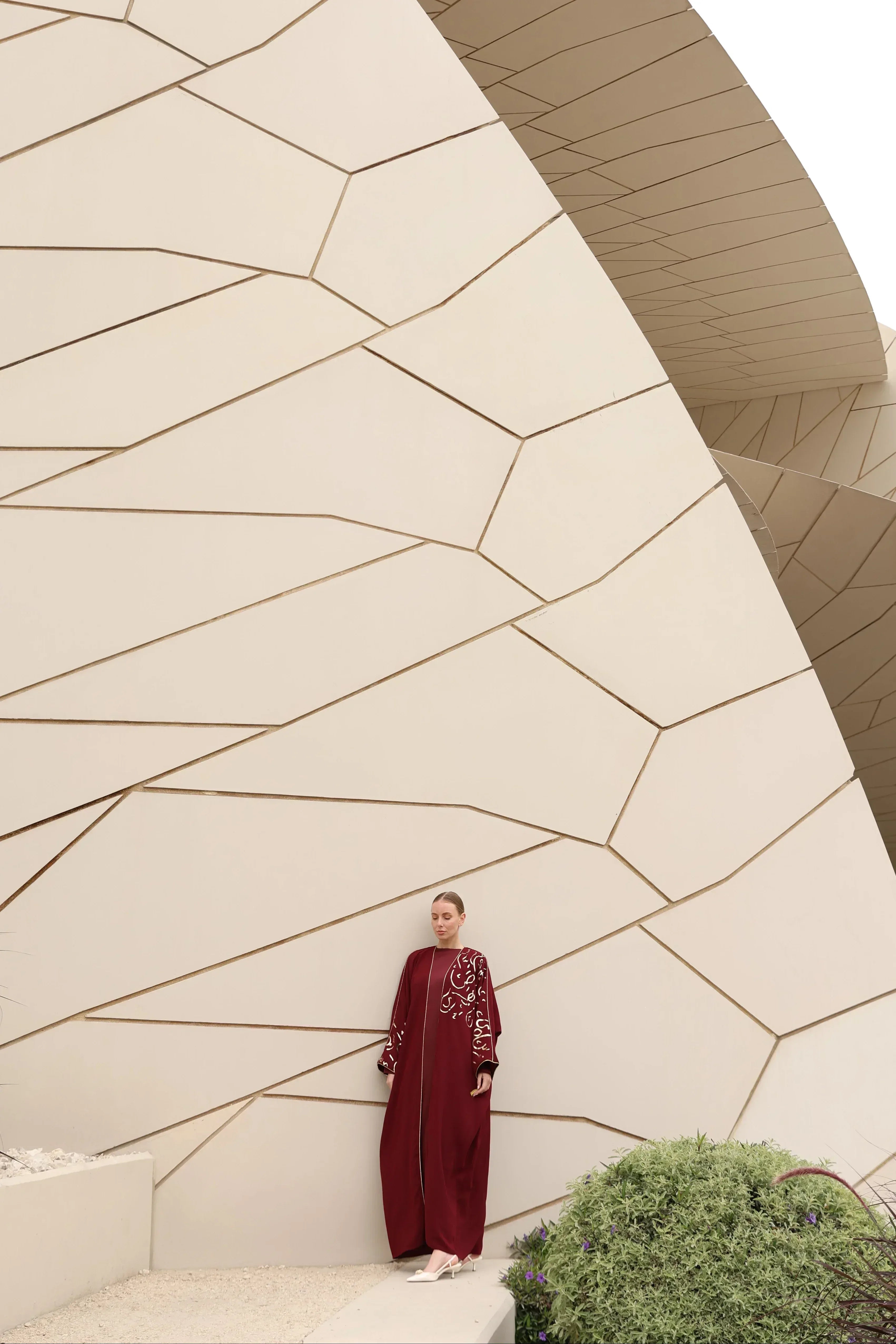 Gold Hat Desenli Abaya - VIADEL Atelier