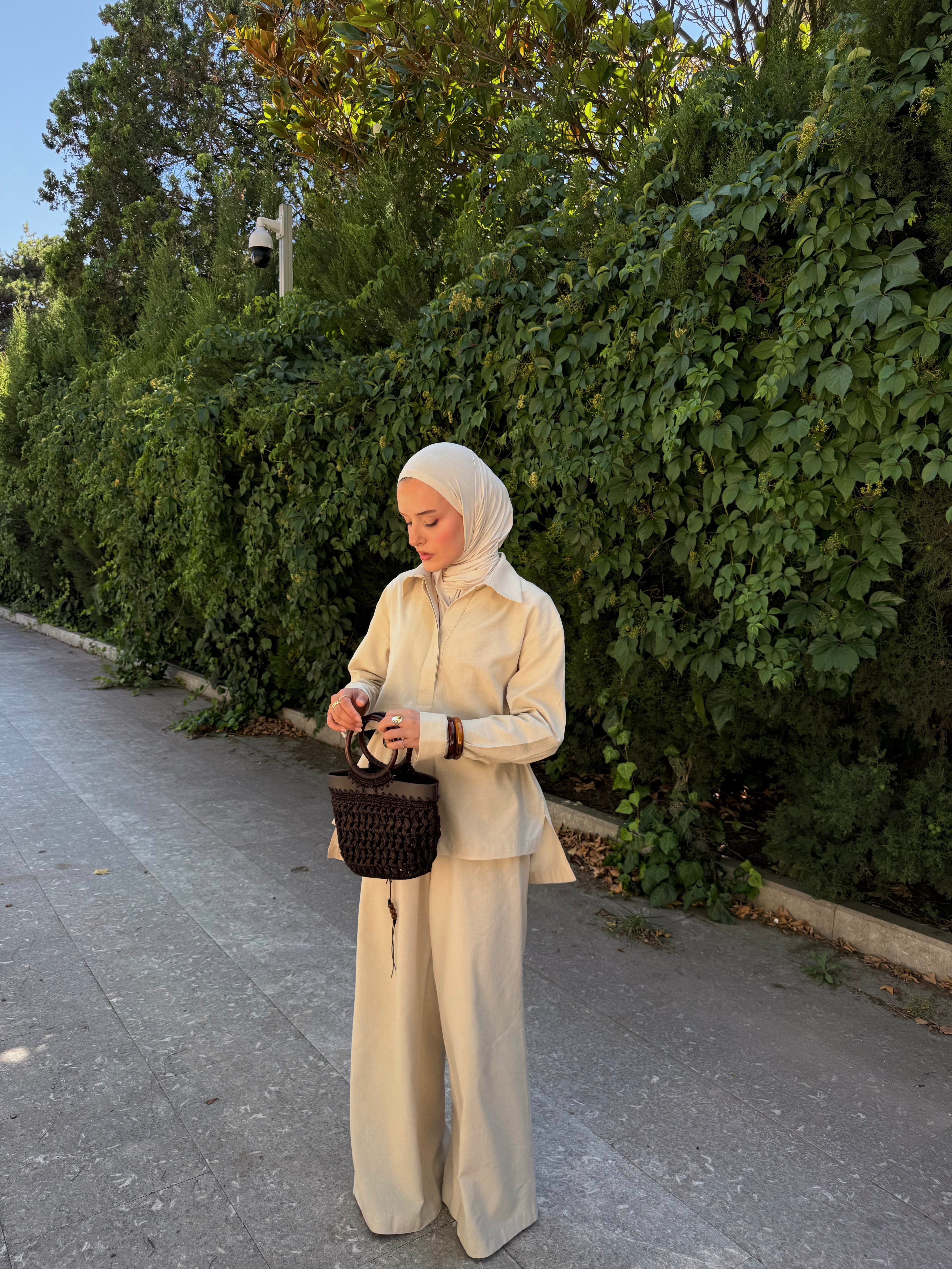 Yarım Pat Yaka Taş Pantolon Takım