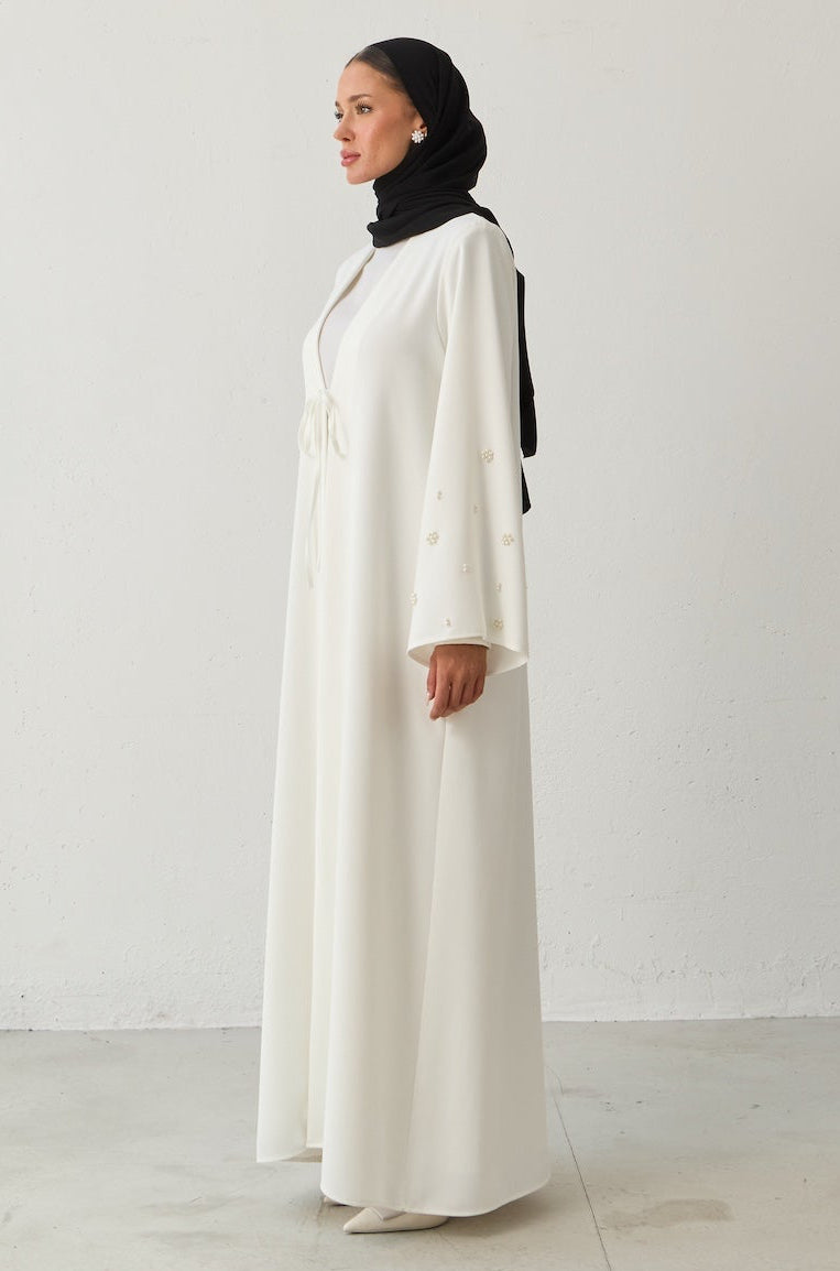 İnci Kol Detay Kuşaklı Abaya