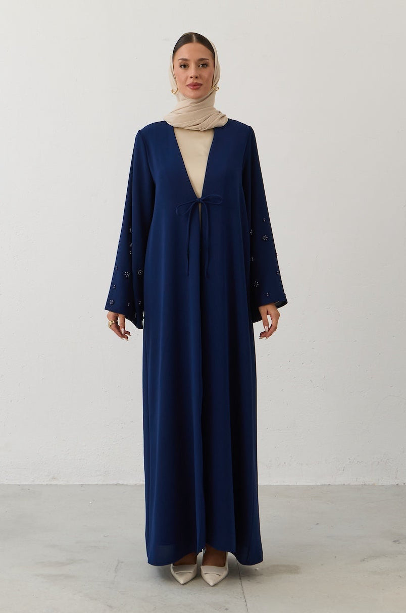 İnci Kol Detay Kuşaklı Abaya