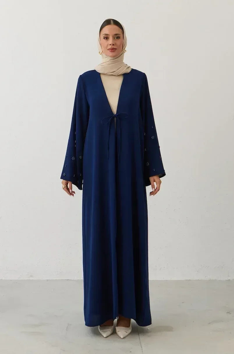 İnci Kol Detay Kuşaklı Abaya - VIADEL Atelier