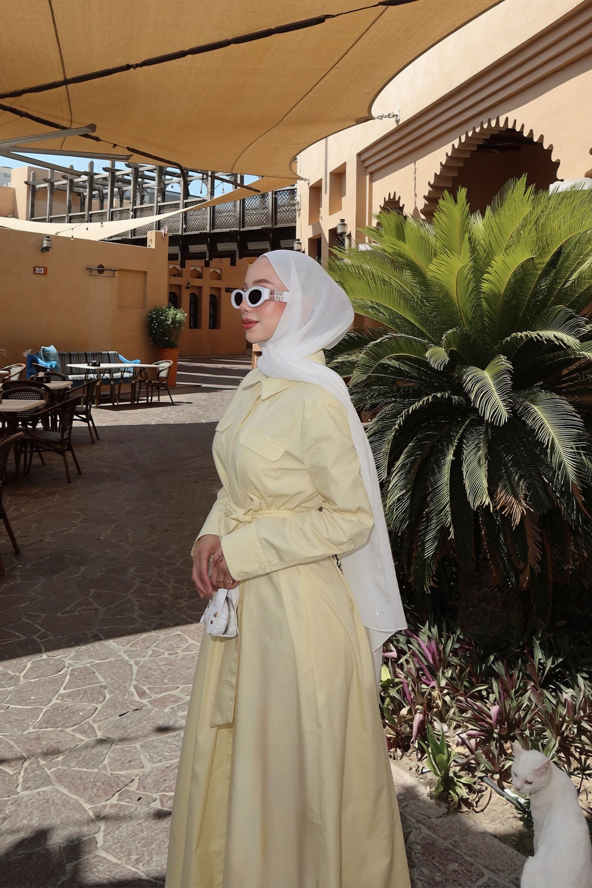 Soft Cotton Kuşaklı Uzun Sarı Elbise