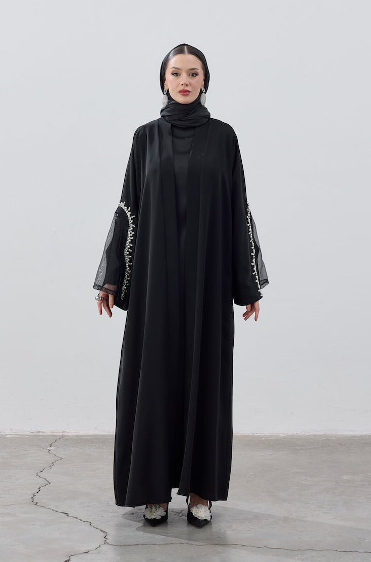 İnci Kol Detaylı Abaya