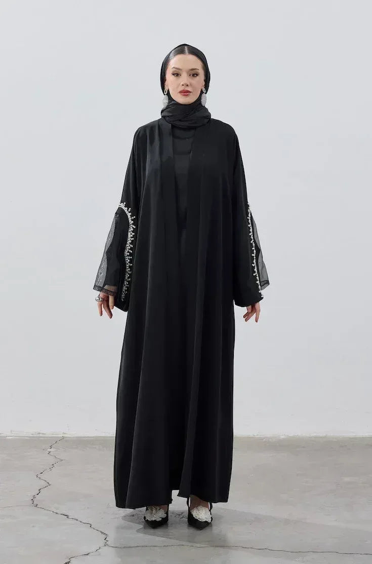 İnci Kol Detaylı Abaya - VIADEL Atelier