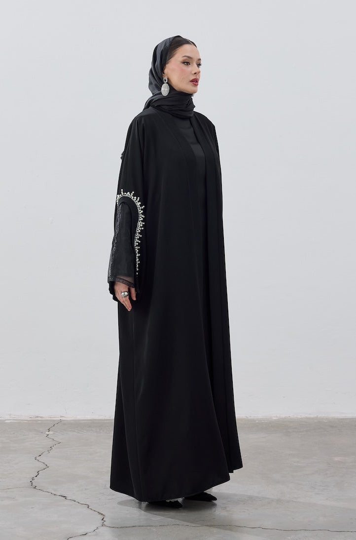 İnci Kol Detaylı Abaya