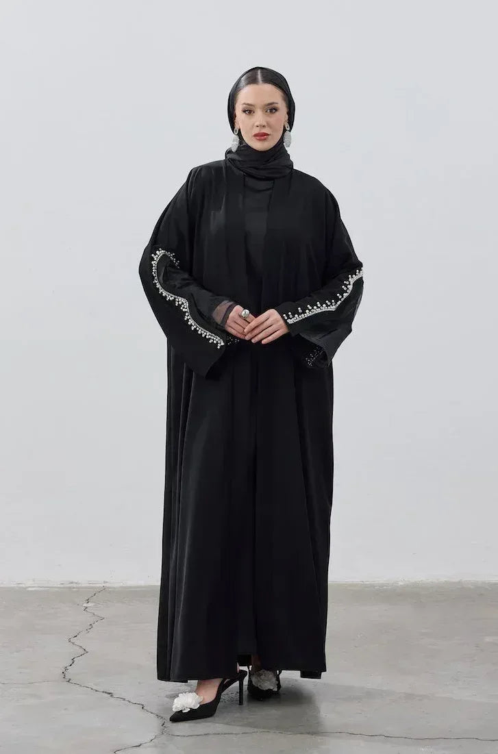İnci Kol Detaylı Abaya - VIADEL Atelier