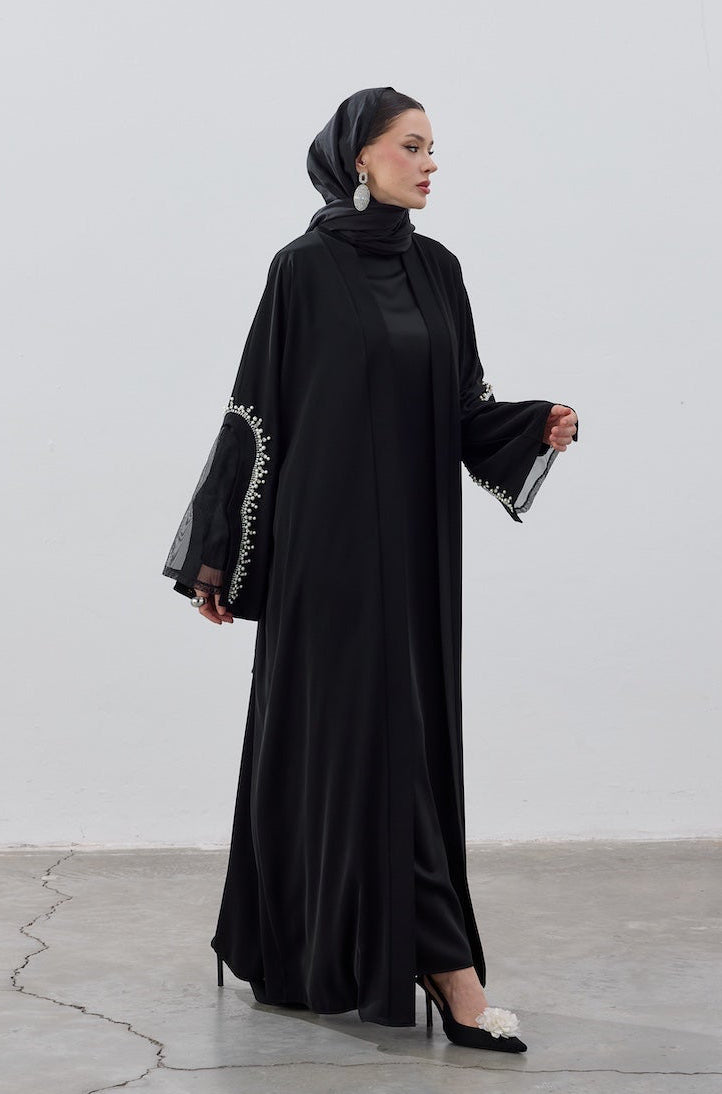 İnci Kol Detaylı Abaya