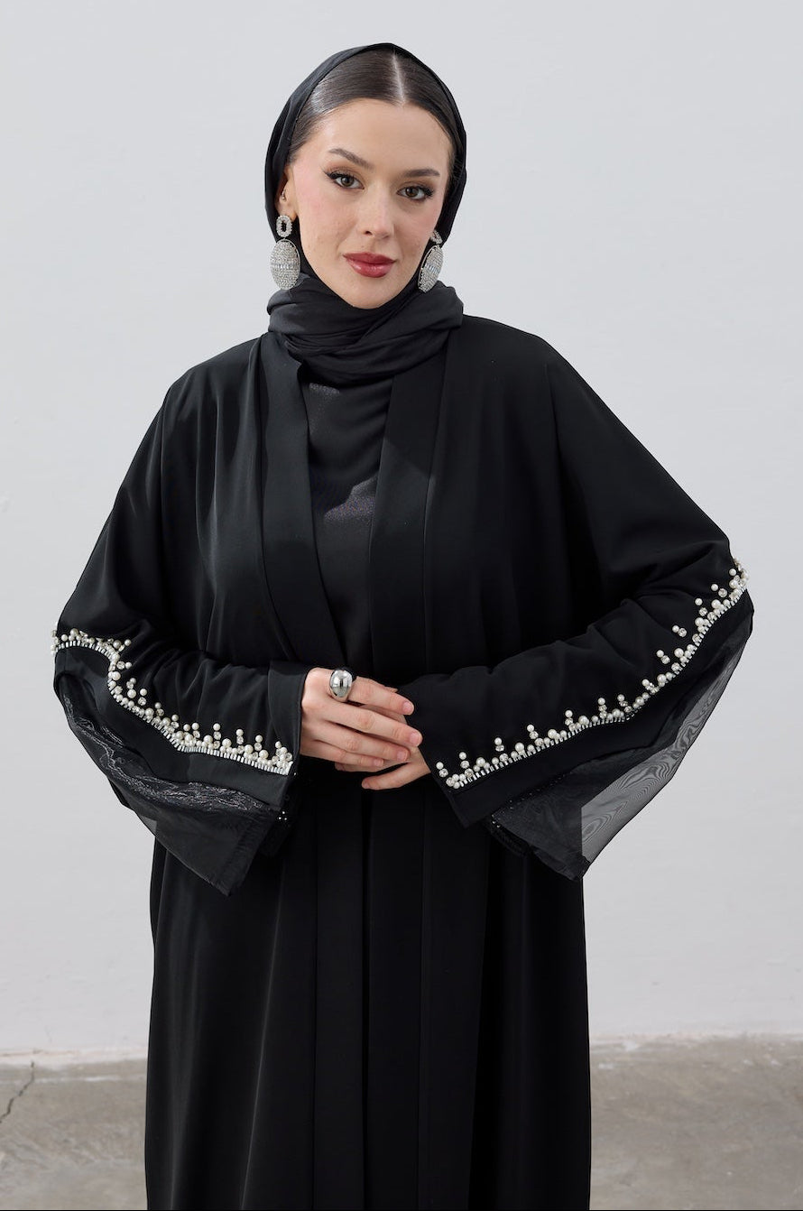 İnci Kol Detaylı Abaya
