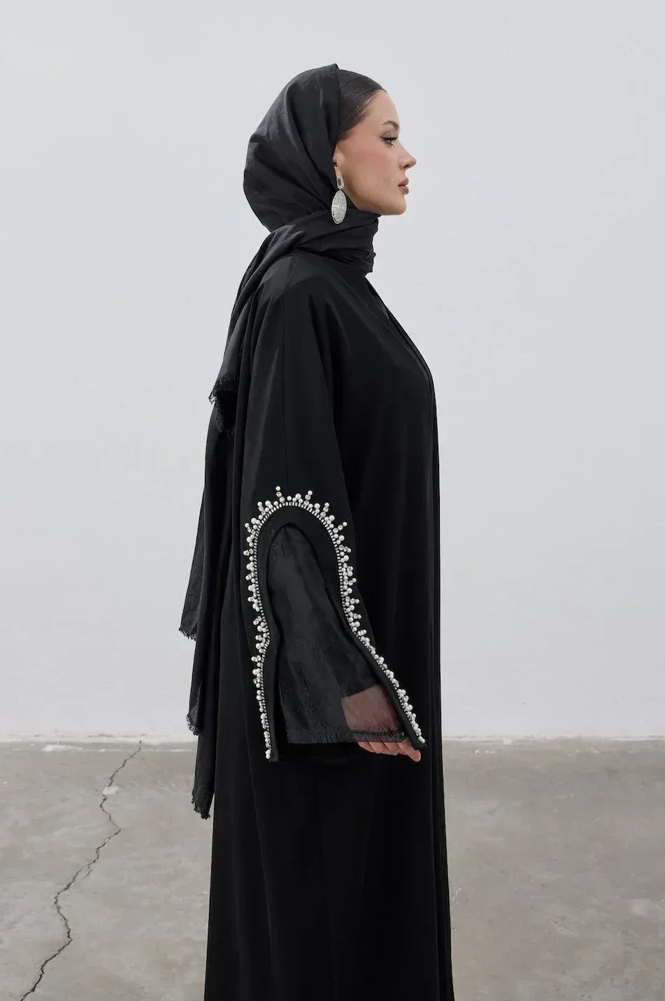 İnci Kol Detaylı Abaya - VIADEL Atelier