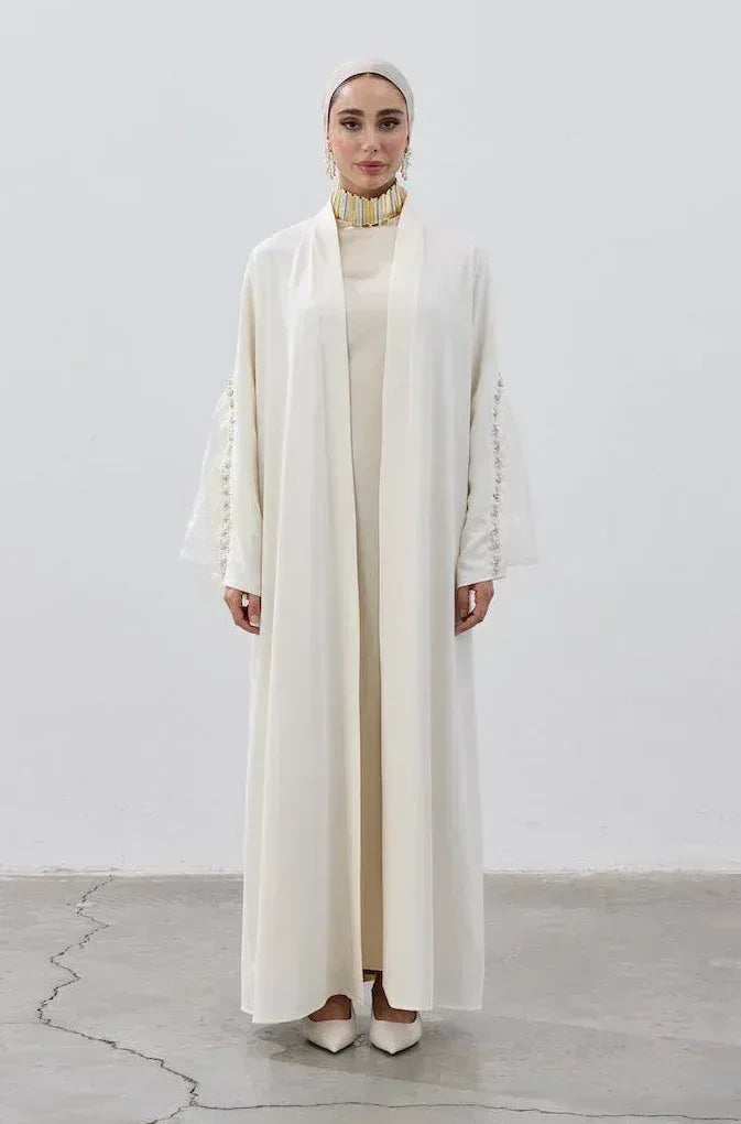 İnci Kol Detaylı Abaya - VIADEL Atelier