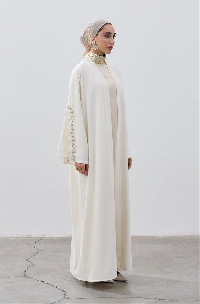 İnci Kol Detaylı Abaya
