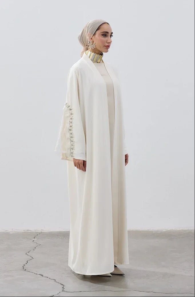 İnci Kol Detaylı Abaya - VIADEL Atelier
