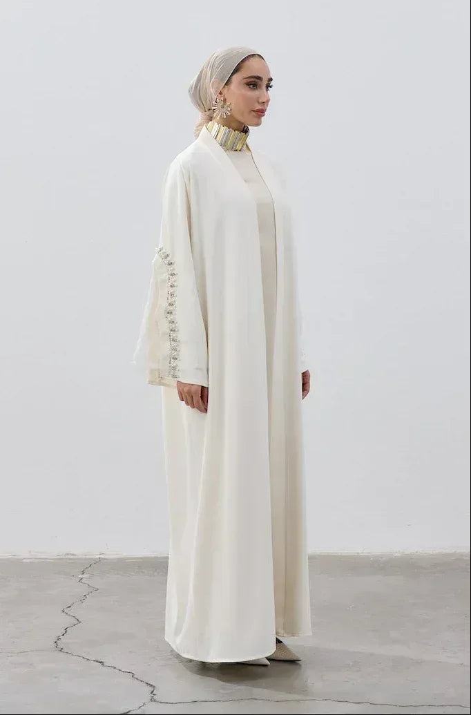 İnci Kol Detaylı Abaya - VIADEL Atelier