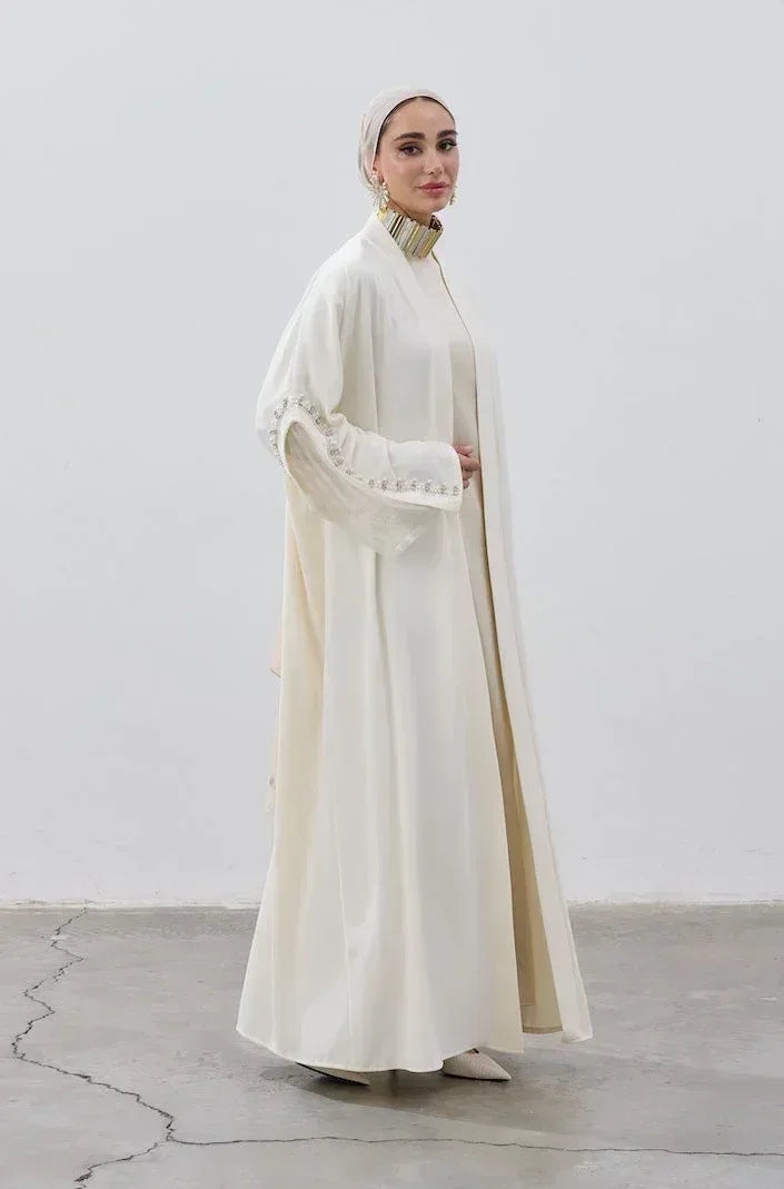 İnci Kol Detaylı Abaya - VIADEL Atelier