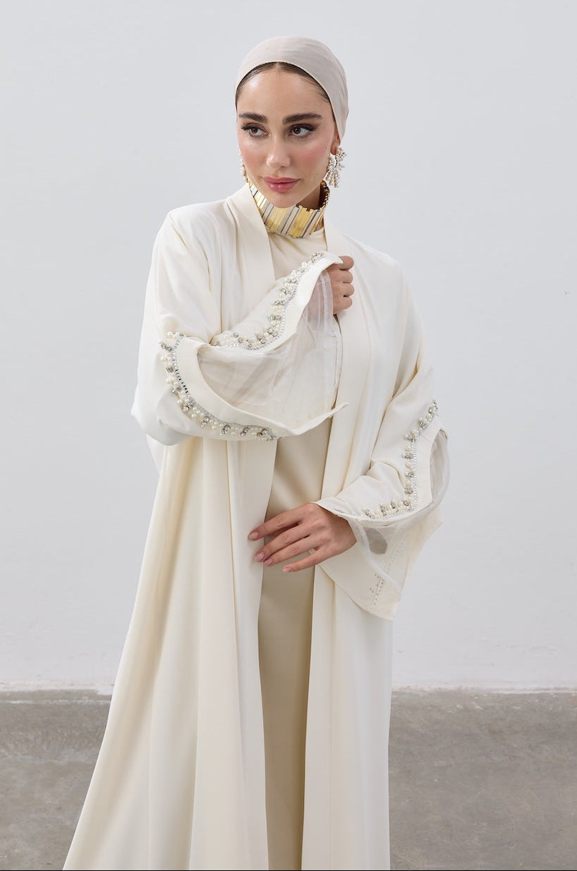 İnci Kol Detaylı Abaya