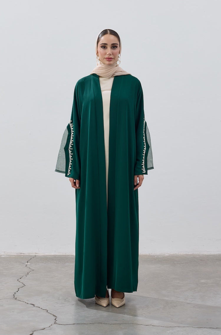 İnci Kol Detaylı Abaya