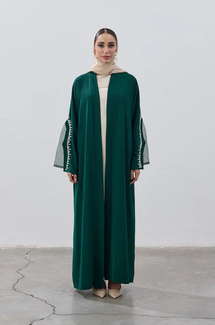 İnci Kol Detaylı Abaya - VIADEL Atelier