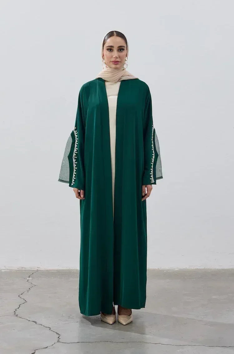 İnci Kol Detaylı Abaya - VIADEL Atelier