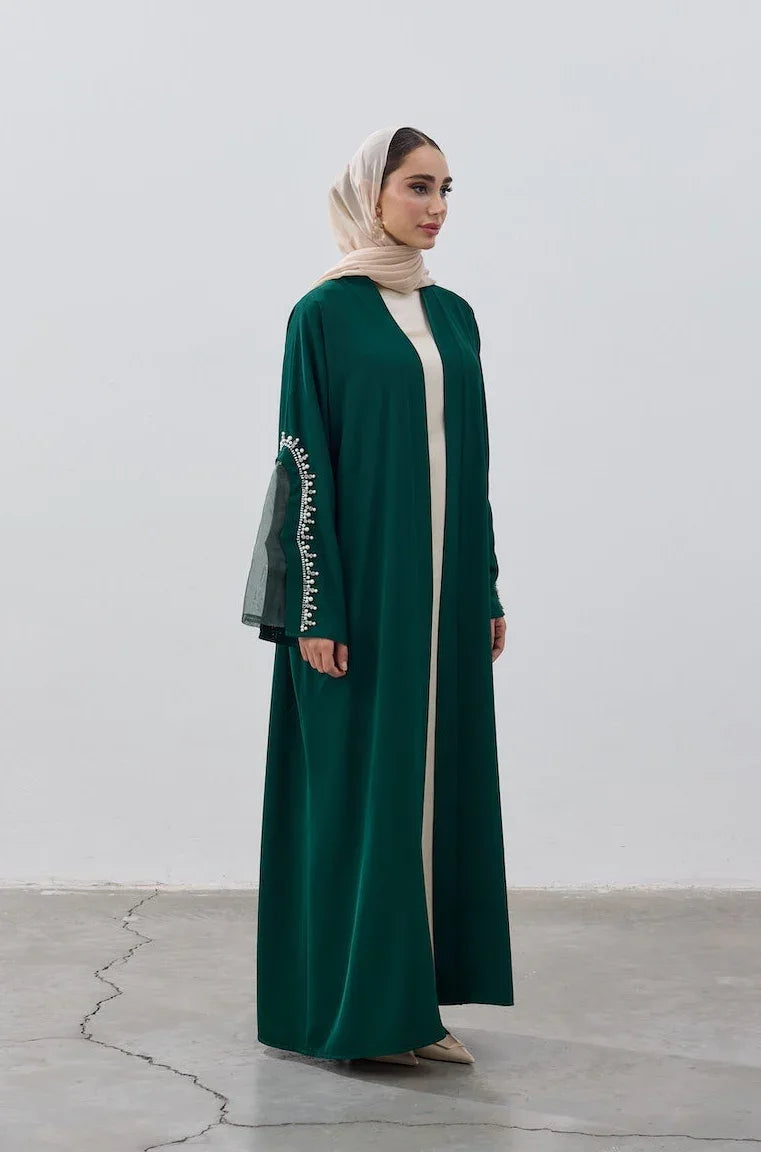 İnci Kol Detaylı Abaya - VIADEL Atelier