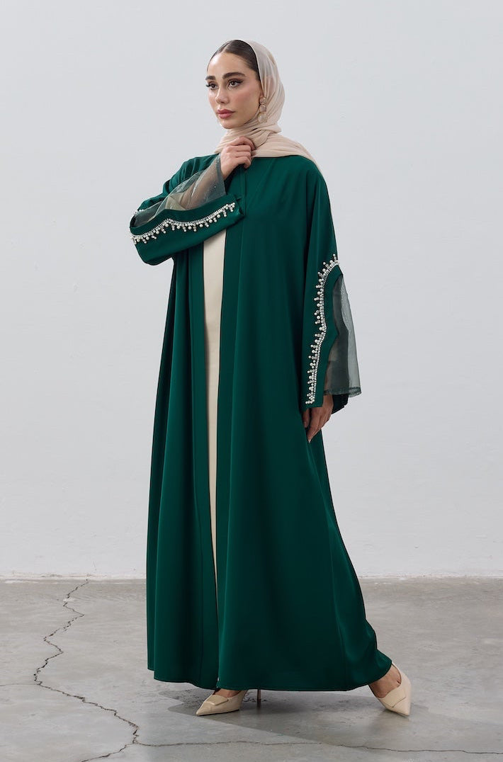 İnci Kol Detaylı Abaya
