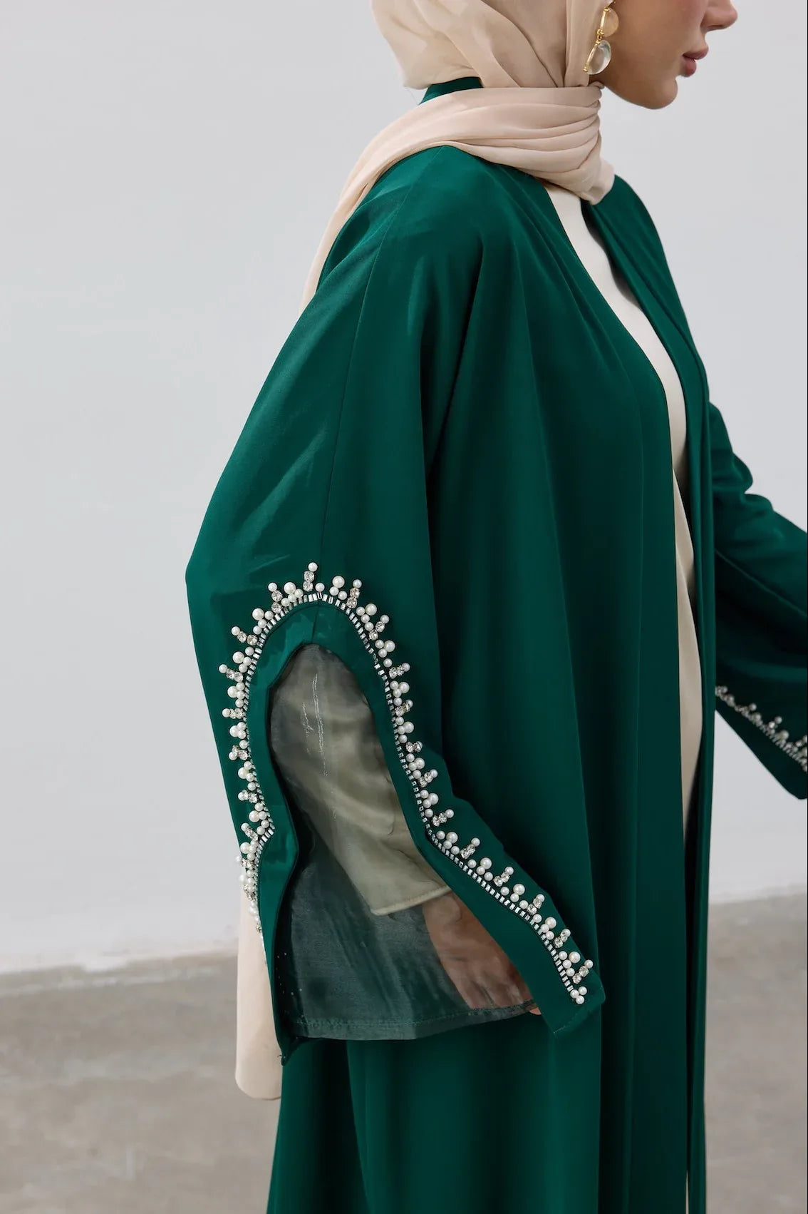 İnci Kol Detaylı Abaya - VIADEL Atelier