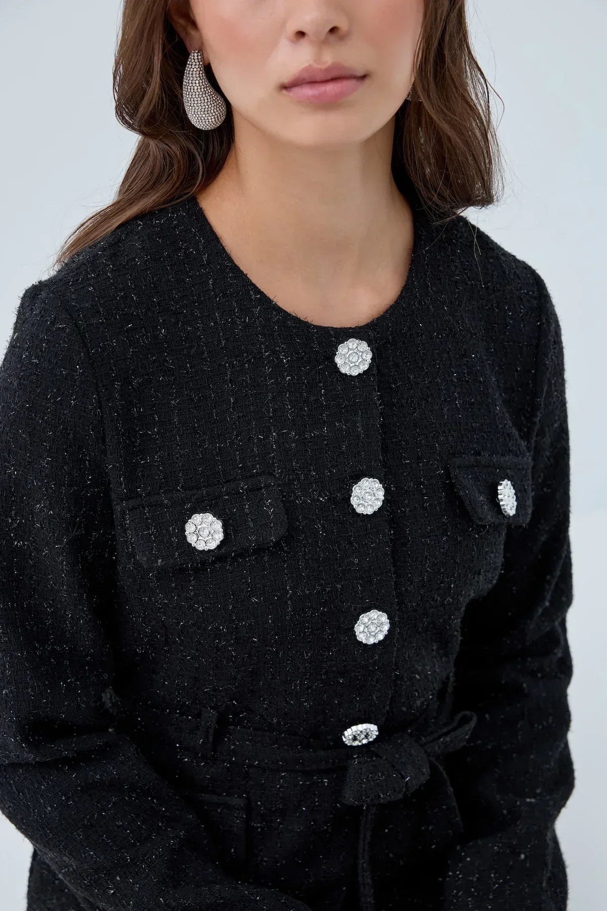 Simli Cep Düğmeli Etek Takım - VIADEL Atelier