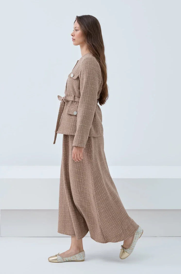 Simli Cep Düğmeli Etek Takım