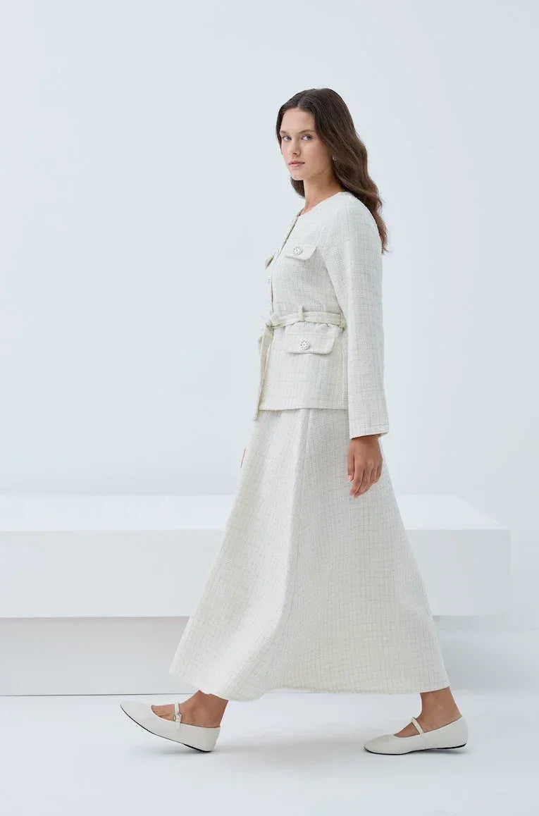 Simli Cep Düğmeli Etek Takım - VIADEL Atelier