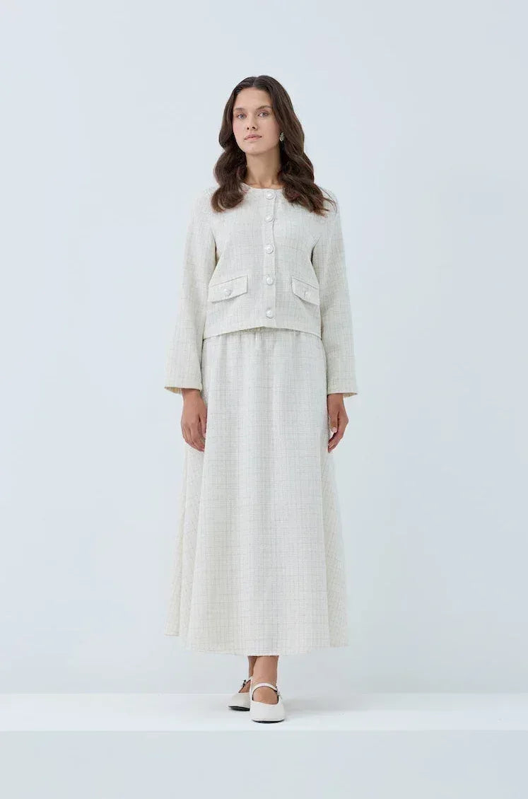 Simli Düğmeli Etek Takım - VIADEL Atelier