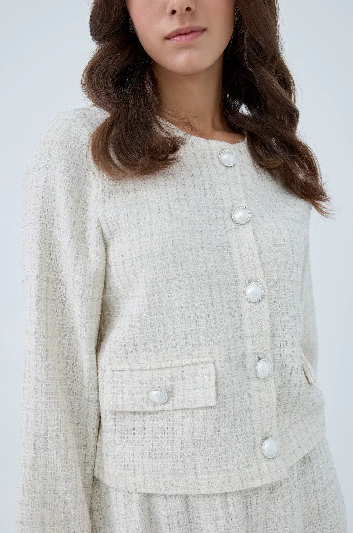 Simli Düğmeli Etek Takım - VIADEL Atelier