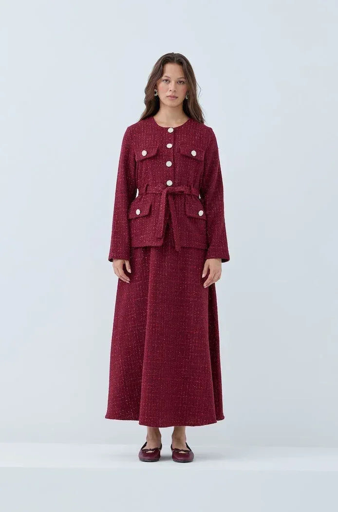 Simli Cep Düğmeli Etek Takım - VIADEL Atelier