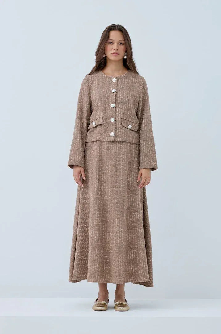 Simli Düğmeli Etek Takım - VIADEL Atelier