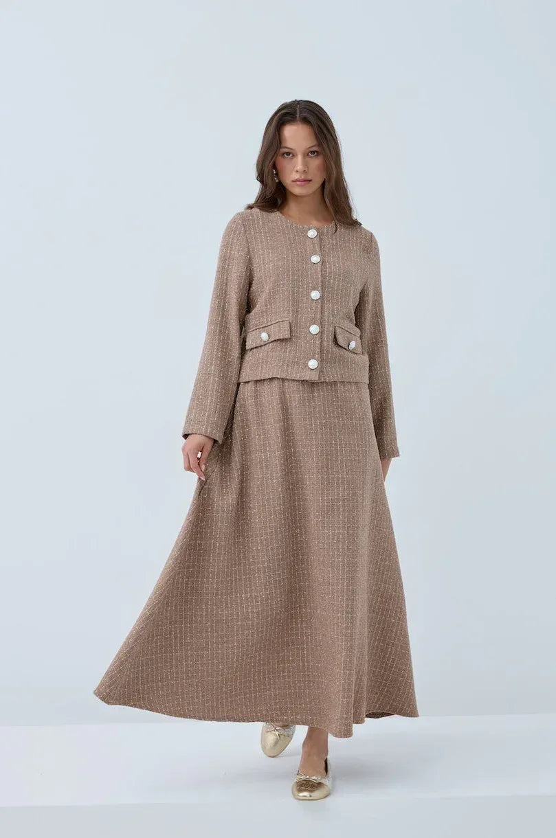 Simli Düğmeli Etek Takım - VIADEL Atelier