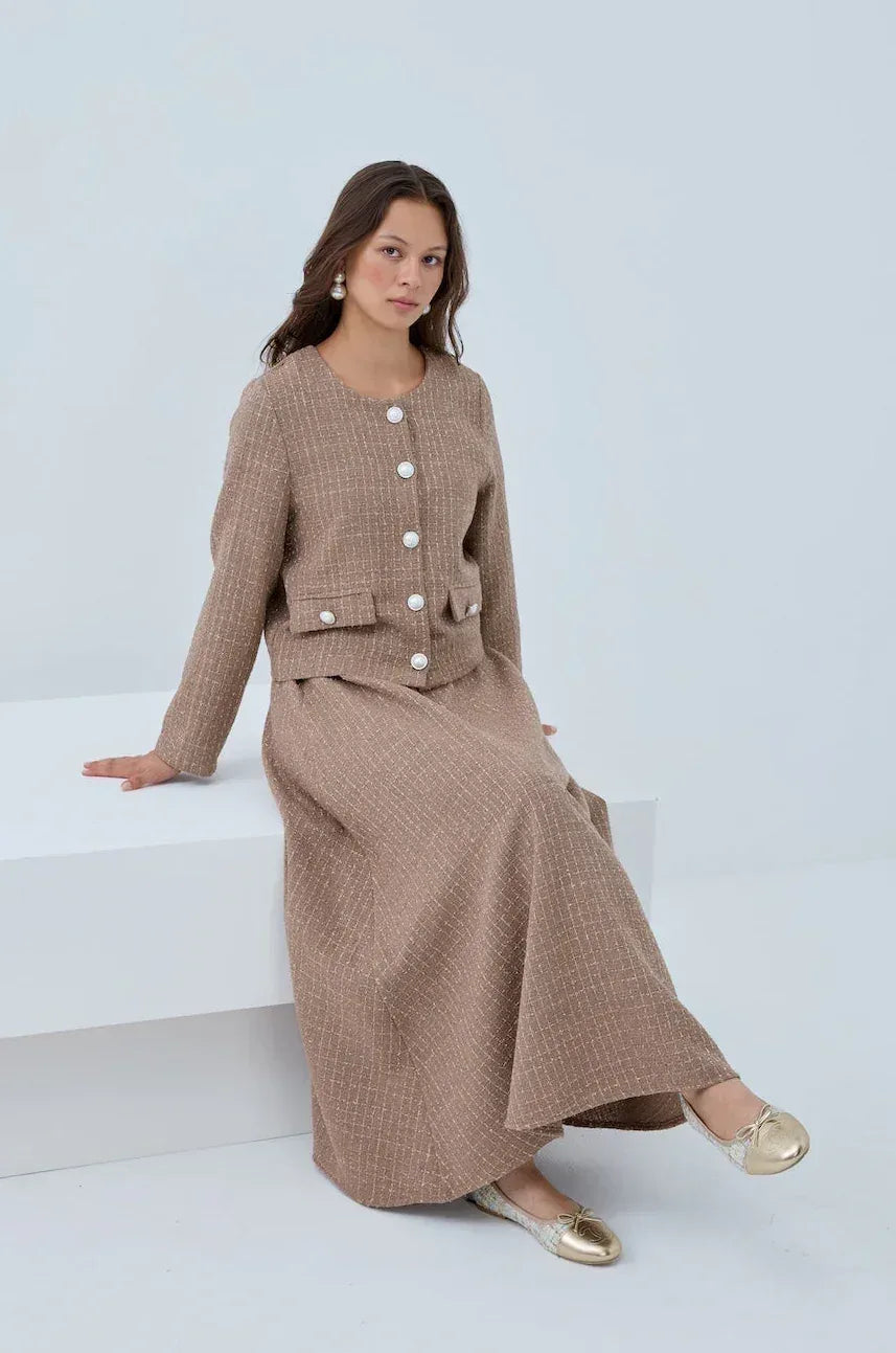 Simli Düğmeli Etek Takım - VIADEL Atelier