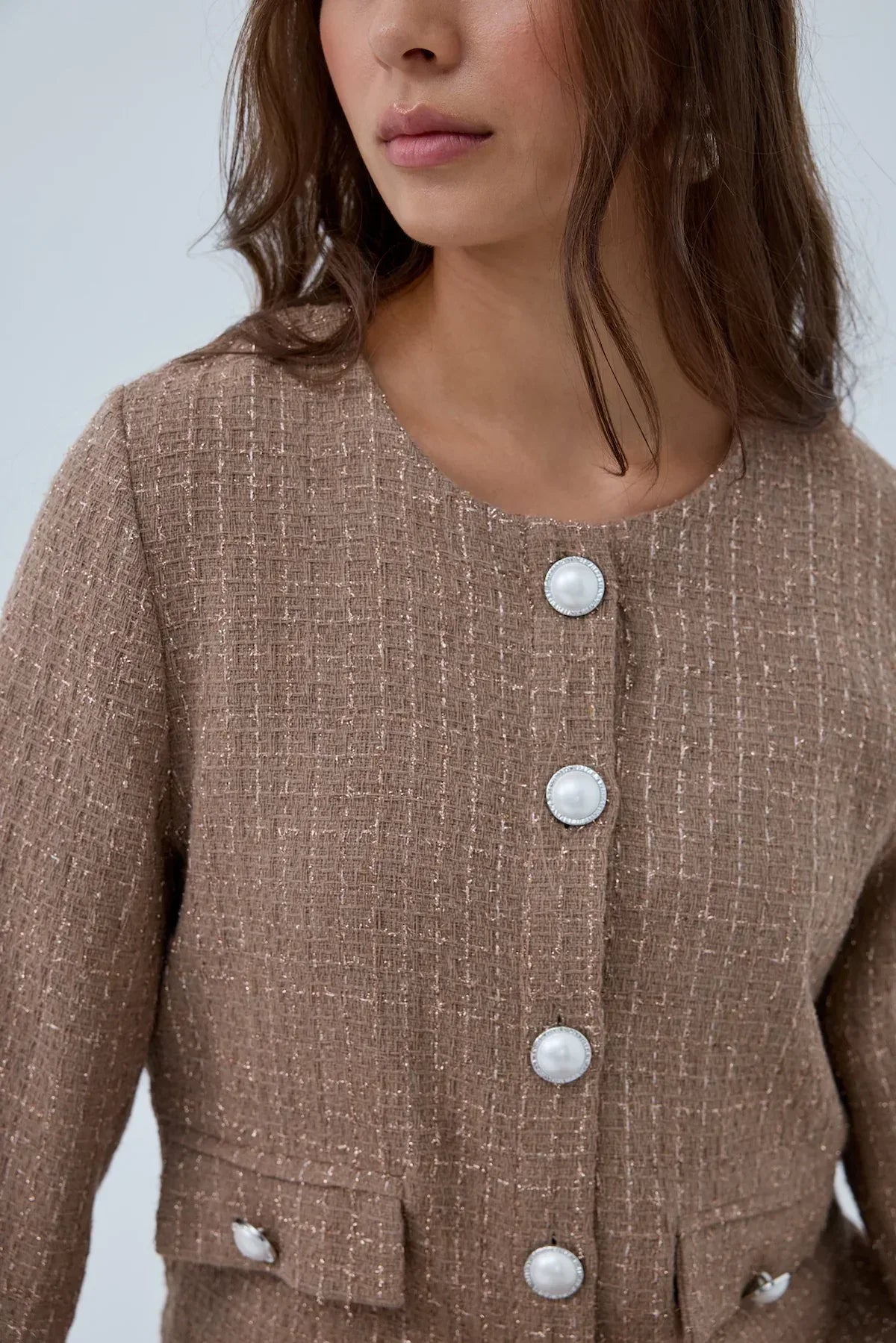 Simli Düğmeli Etek Takım - VIADEL Atelier