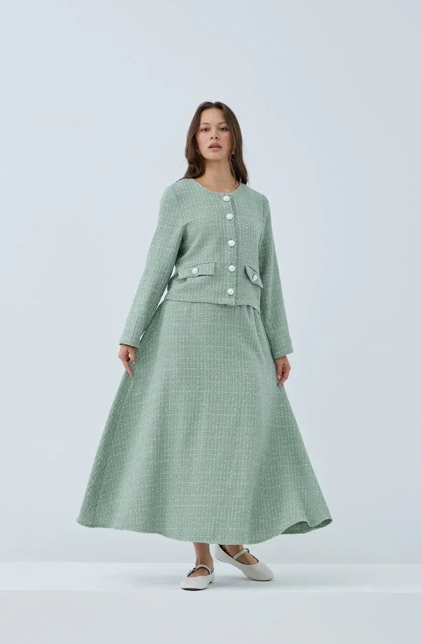 Simli Düğmeli Etek Takım - VIADEL Atelier