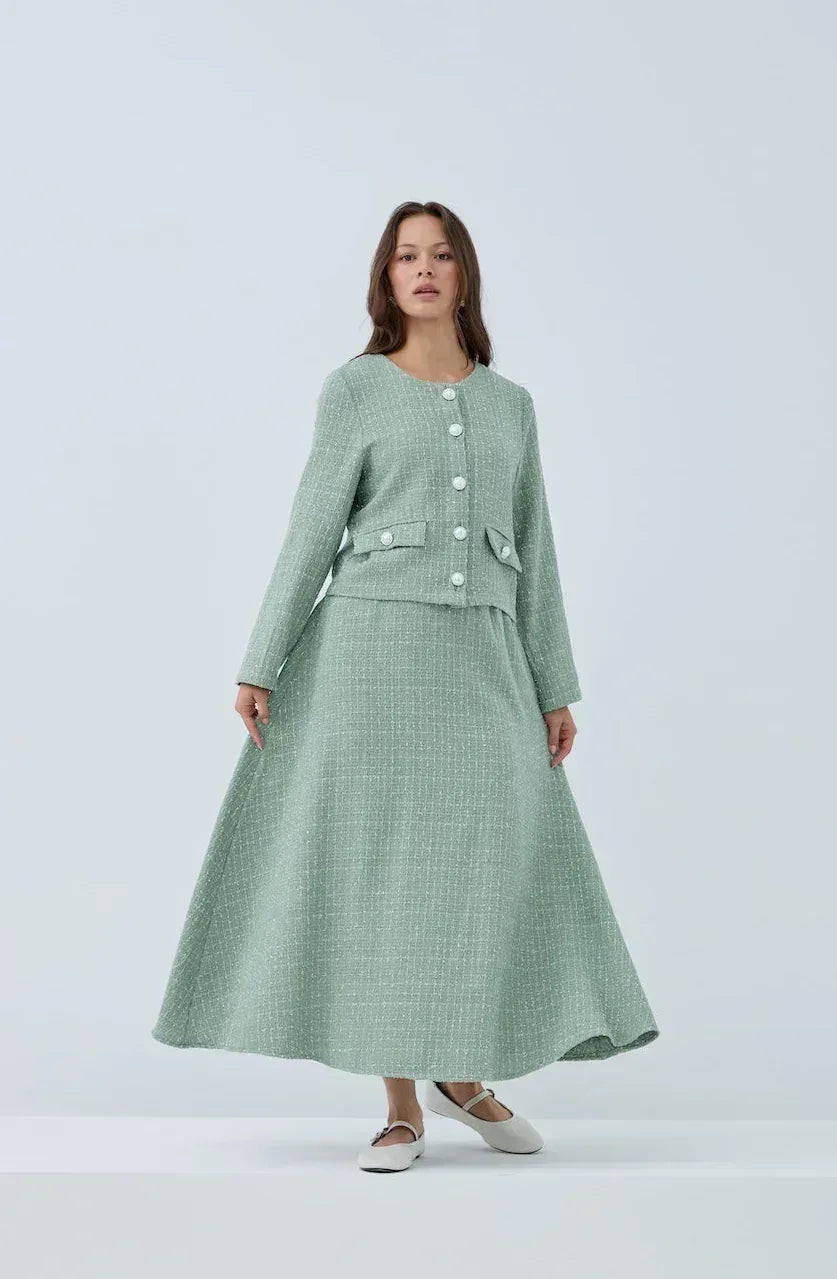 Simli Düğmeli Etek Takım - VIADEL Atelier