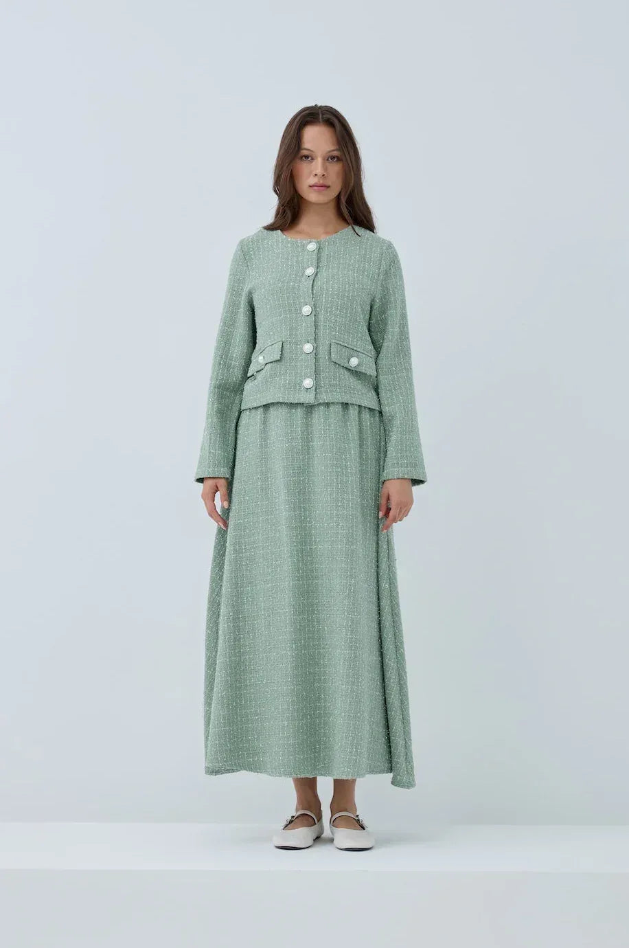 Simli Düğmeli Etek Takım - VIADEL Atelier