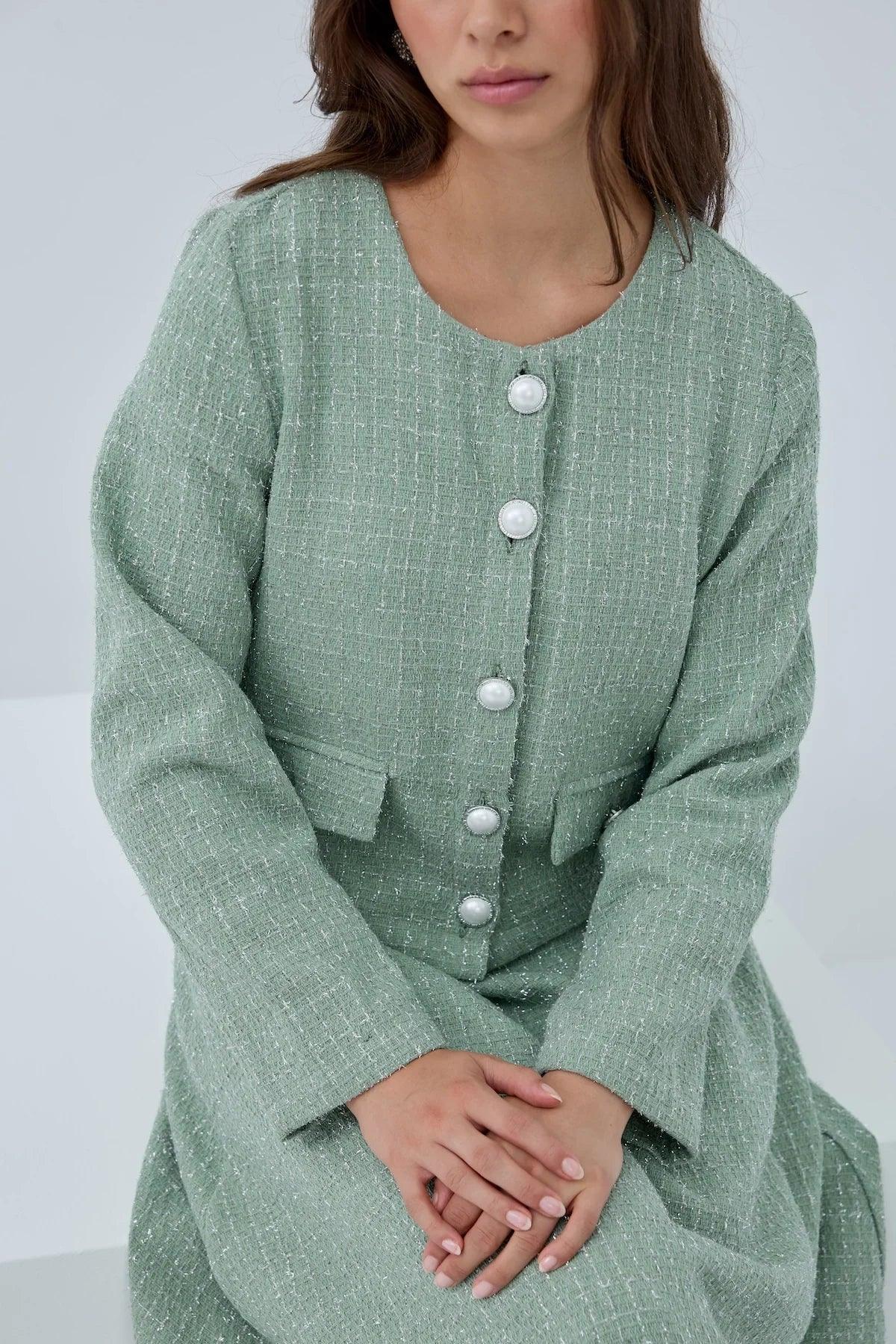 Simli Düğmeli Etek Takım - VIADEL Atelier